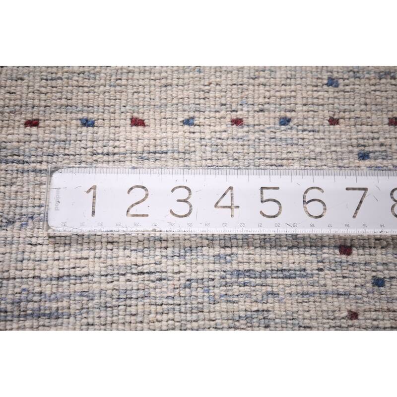Striped Tribal Gabbeh Indian Area Rug Hand-Knotted Wool Carpet - 8'4"x 9'10"