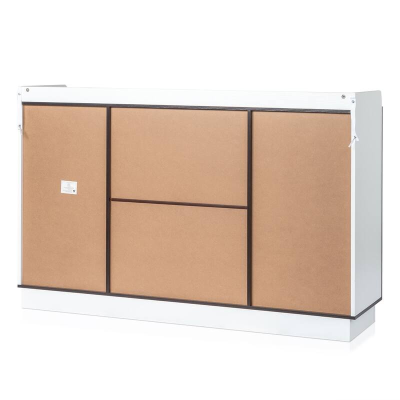 Stylish Sideboard with Wine Rack Glass Doors and Storage Drawer for Dining Room - 55.12" x 15.75" x 35.43"