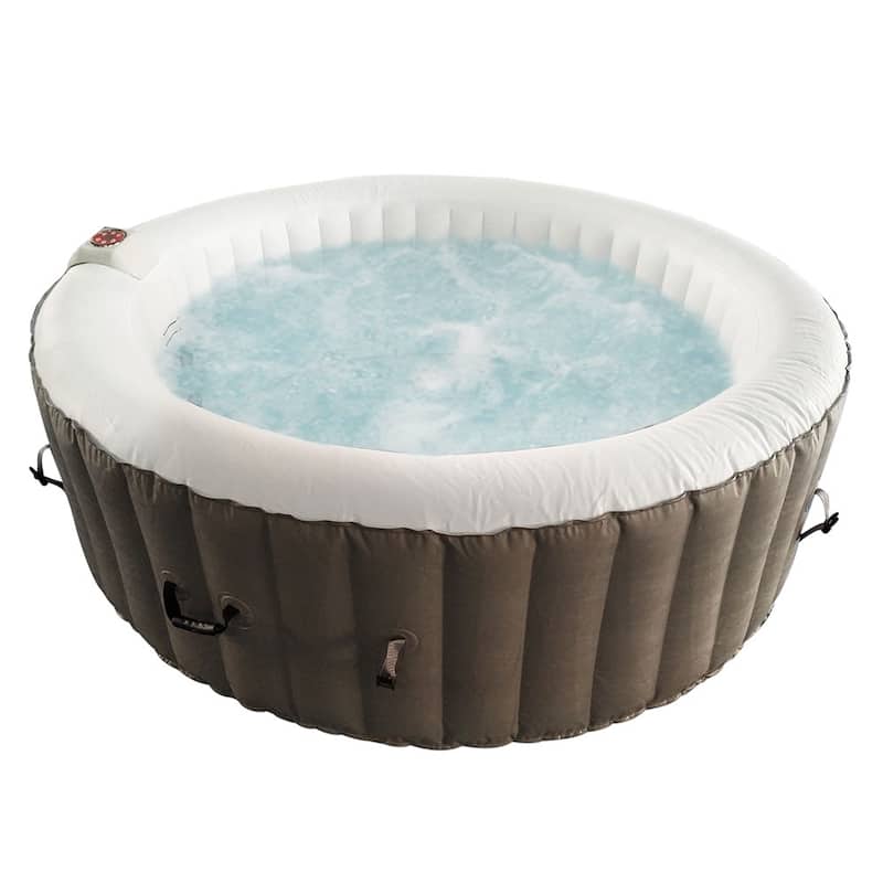 ALEKO Round Inflatable Hot Tub With Cover 6 Person Brown and White