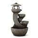 preview thumbnail 12 of 19, Glitzhome 32"H 4-Tiered Zen Pagoda Polyresin LED Lighted Outdoor Floor Water Fountain