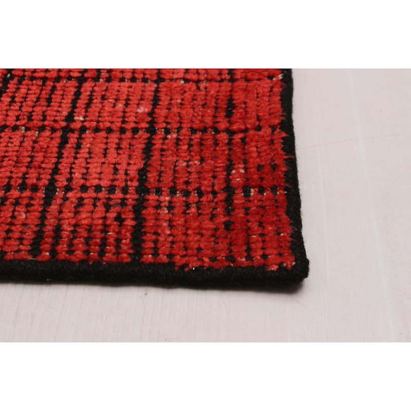 ECARPETGALLERY Hand Loomed Kashkuli Gabbeh Light Red Silk Rug - 5'7 x 7'9