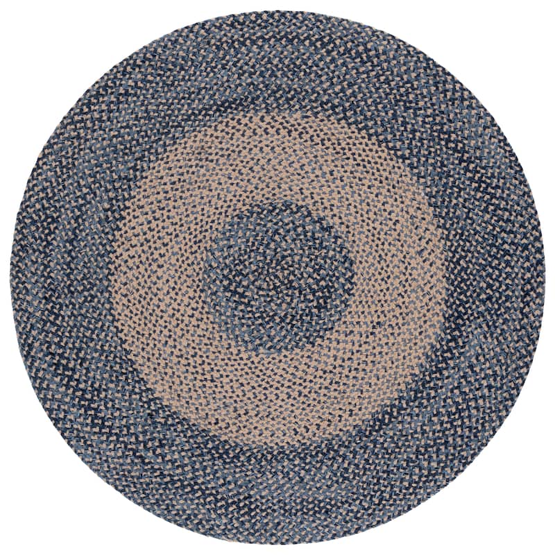 SAFAVIEH Handmade Braided Valida Jute & Cotton Reversible Rug - 4' x 6' Oval - Natural/Blue