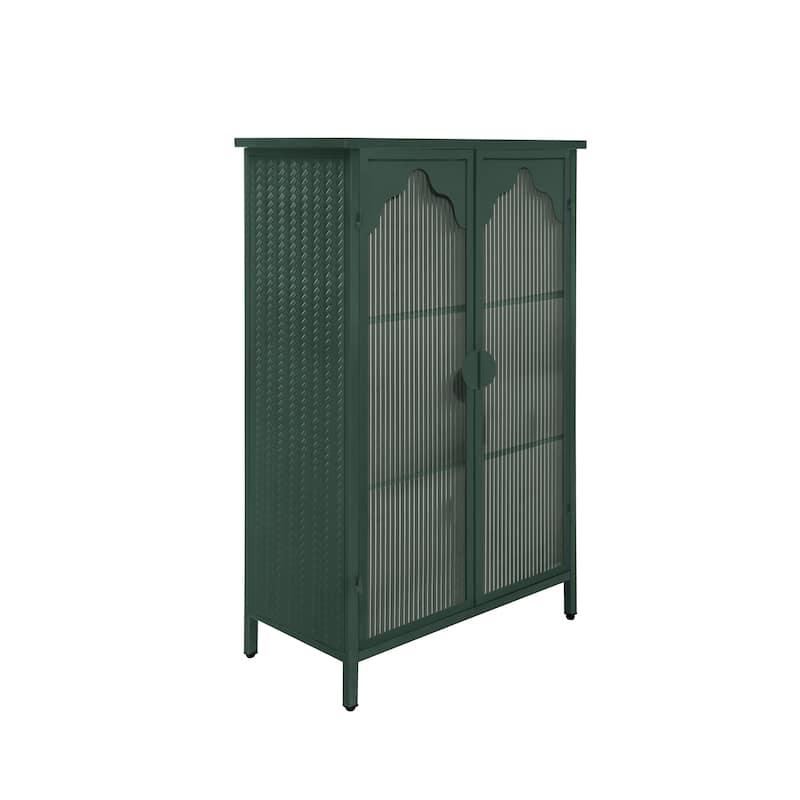 2 Doors Metal Storage Cabinet,Display Cabinet with Glass Doors,Metal Kitchen Sideboard Buffet Cabinet,Glass Storage Cabinet