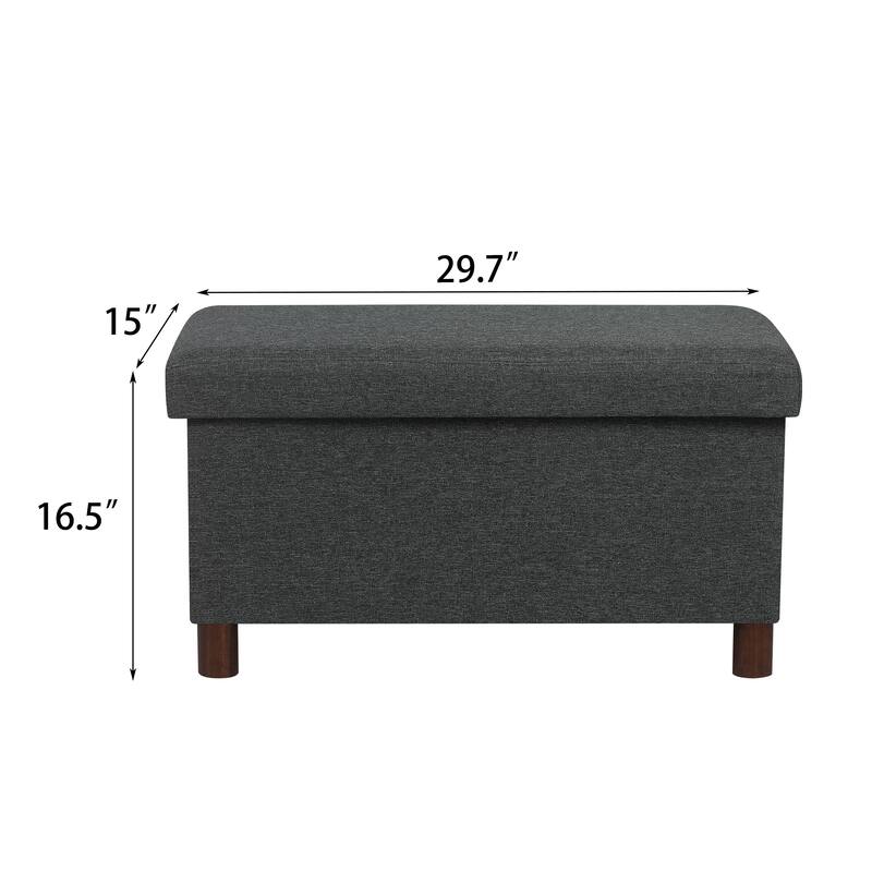 Adeco 30 Inches Storage Ottoman Bench for Living Room