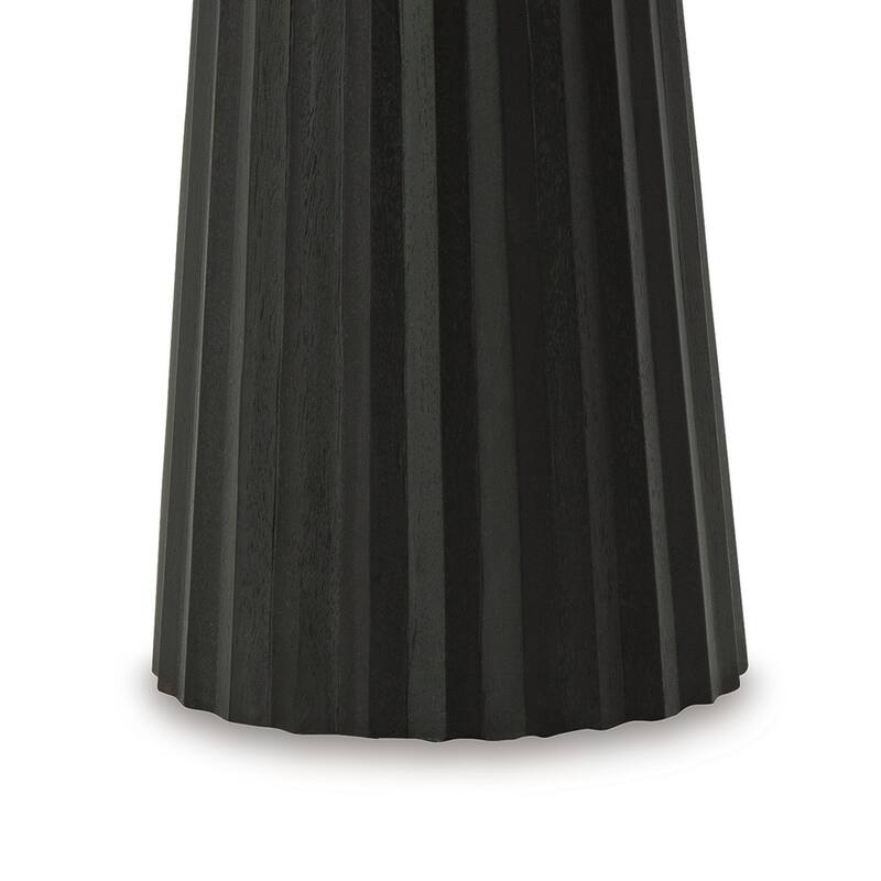 Ceil Accent Table, Round Fluted Classic Black Solid Wood Base, 14 Inch