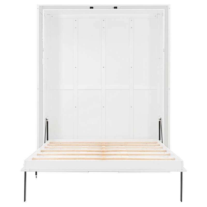 Rotating Queen Murphy Bed with Hidden Storage, Space-Saving Wall Bed for Home Office