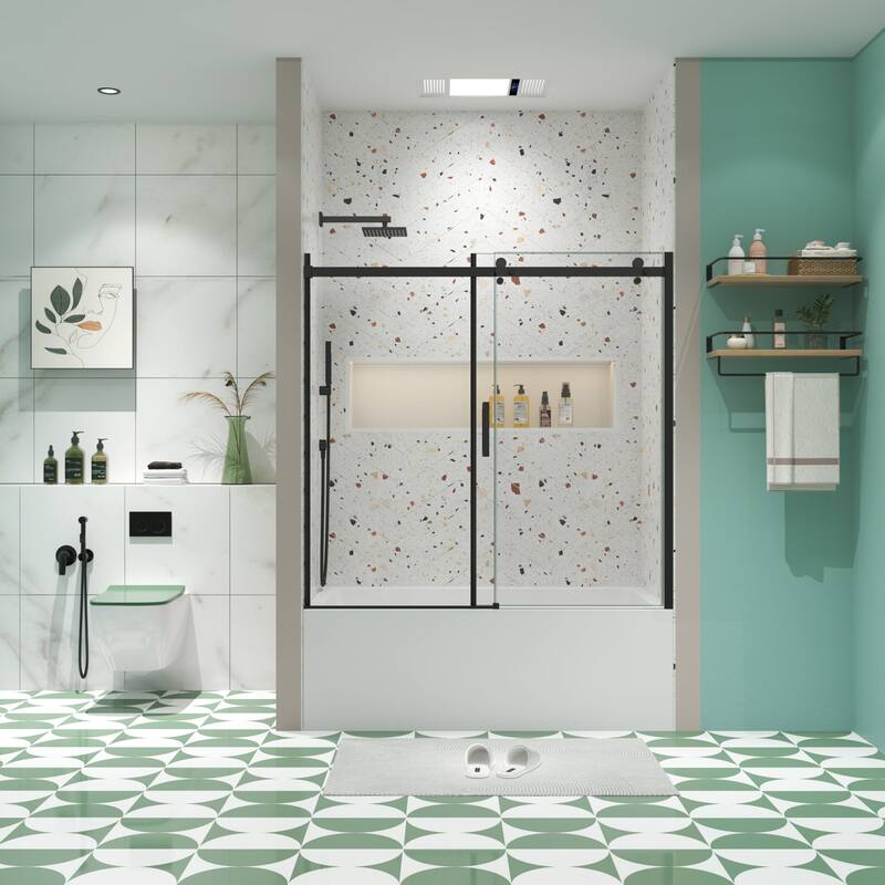 56"-60"W x 58"H Bathtub door with high quality stainless steel handle