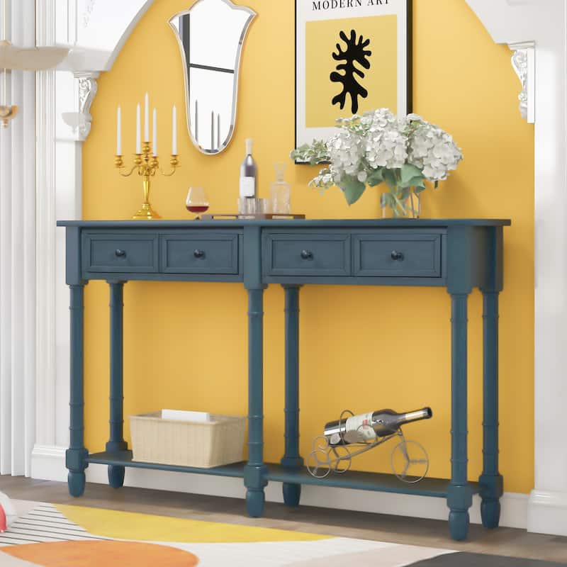 Console Table Sofa Table with Two Drawers and Bottom Shelf