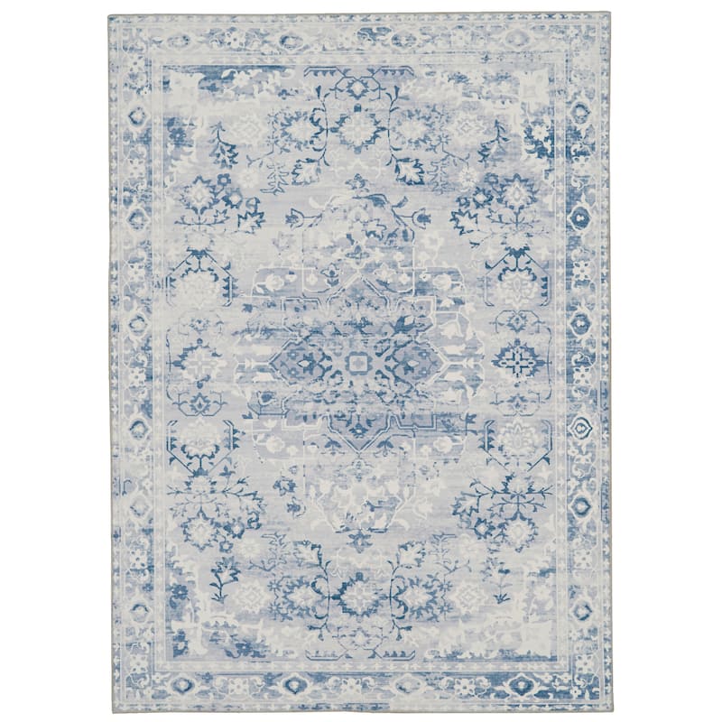 Harris Machine Washable Grey & Ivory Area Rug - 5' x 7'