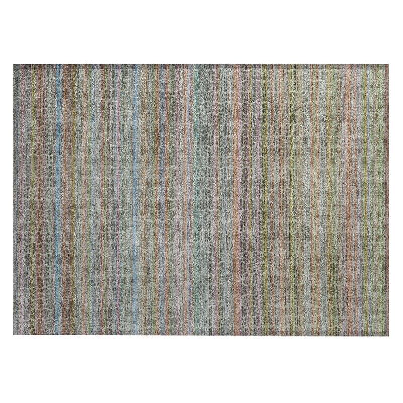 Machine Washable Indoor/Outdoor Transitional Striped Chantille Rug