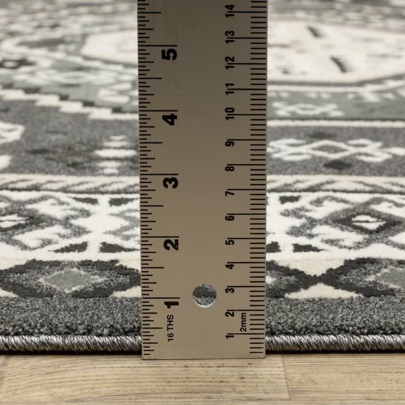 Style Haven Ripley Nomadic Tribal Grey/ Ivory Mixed Pile Area Rug