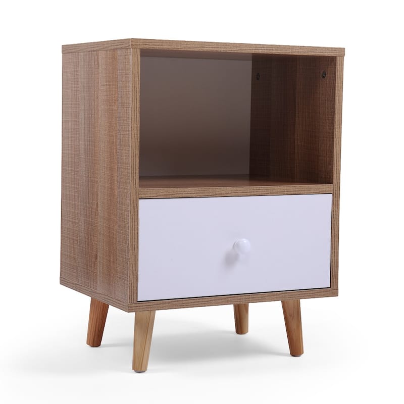 Modern Nightstand with Drawer and Shelf,Set of 2