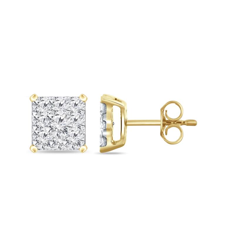 Auriya 14k Gold 1/2ctw Square Pave Diamond Stud Earrings (H-I, I1-I2)