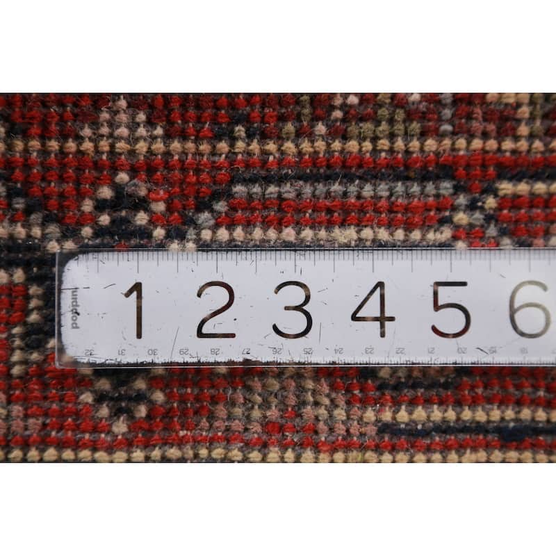 Hand Knotted Oriental 100% Wool Carpet Traditional Medallion Navy Blue & Blues Heriz (serapi) Area Rug - 3' 0'' X 2' 0''