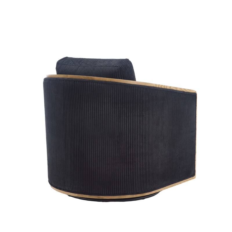 Accent Chair Sofa Chair with High-Density Foam and Curved Back, Degree Swivel Barrel Club Chair Lounge Chair