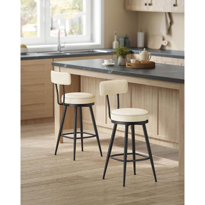 360 Swivel Bar Stools with Backrest and Steel Legs Footrest Perfect for Dining Room Set of 2