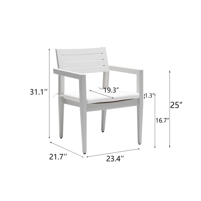 Outdoor Patio Aluminum Dining Chairs with Cushions (Set of 4)