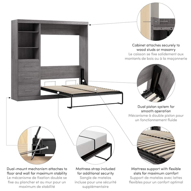 Nebula Full Murphy Bed and Closet Organizer with Drawers by Bestar