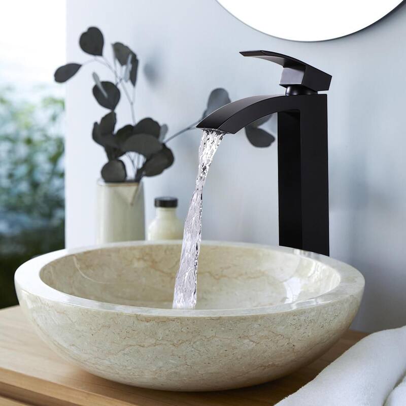 Rbrohant Single Handle Bathroom Vessel Sink Faucet, Waterfall Single Hole Basin Faucets