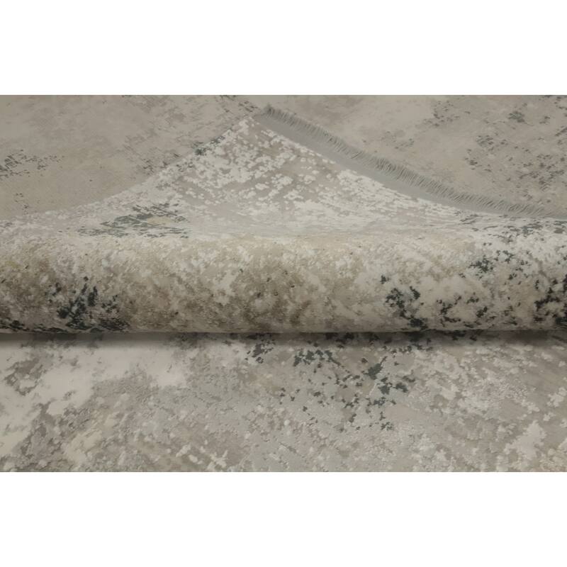 Machine Made Oriental Polyester Carpet Modern Abstract Beige & Ivories Abstract Area Rug - 7' 5'' X 5' 2''