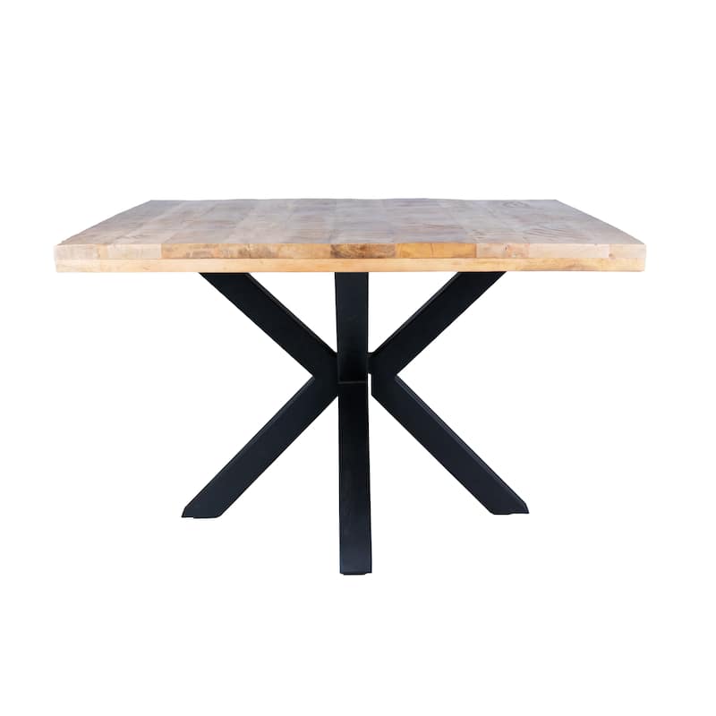 48" Square Dining Table, Solid Mango Wood with Sturdy Metal Spider Leg