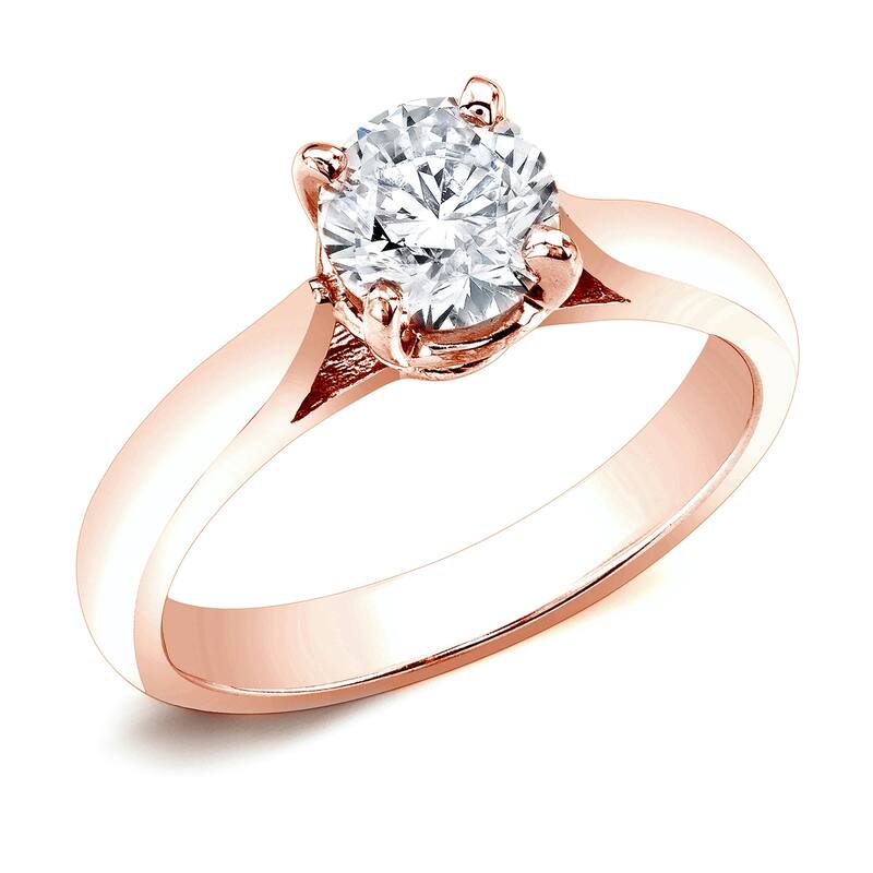 Auriya 14k Gold Brilliant Round 1/2 carat Moissanite Solitaire Engagement Ring