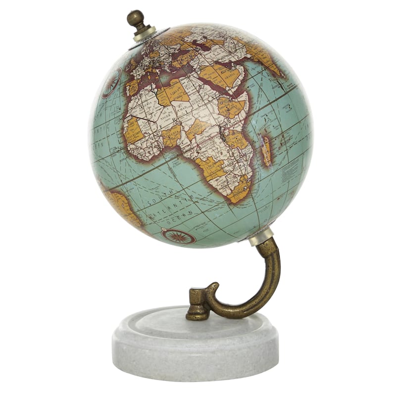 Marble Globe with Marble Base - Teal or Black - Roche River Decor - Teal - 5"W, 8"H