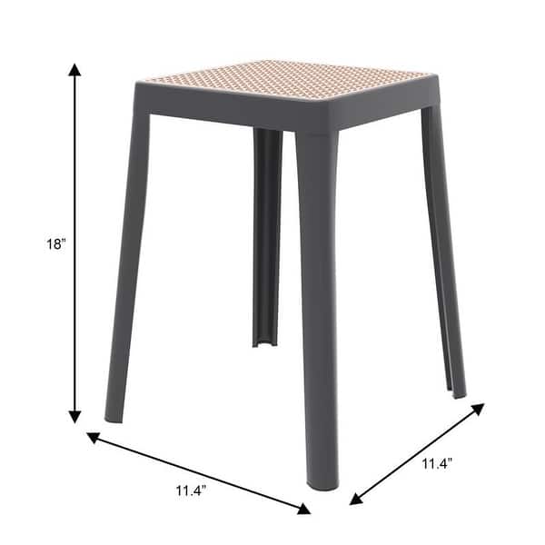 dimension image slide 0 of 7, Tresse Modern Stackable Dining Stool with Wicker Seat for Dining Room, Garden, Patio, Indoor or Outdoor - No Assembly Required