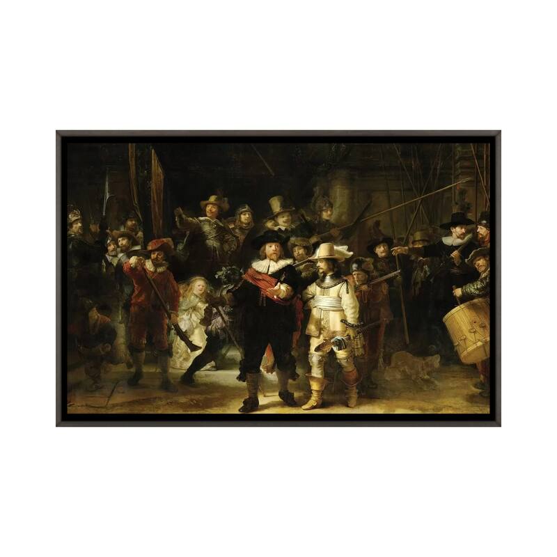 iCanvas "The Night Watch, 1642" by Rembrandt van Rijn Framed - Charcoal - 32x48