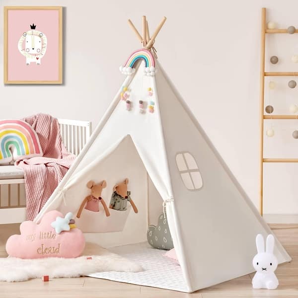 slide 2 of 6, Tiny Land® Teepee for Kids with Mat Toddler