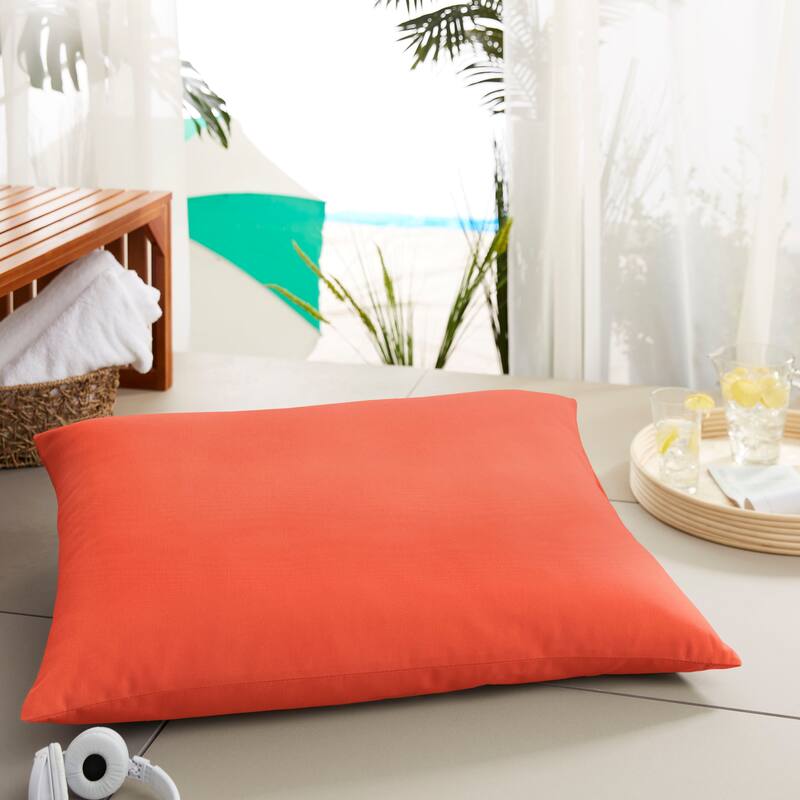 Sorra Home Sunbrella Outdoor Knife Edge Floor Pillow Single - Sunbrella - Canvas Melon