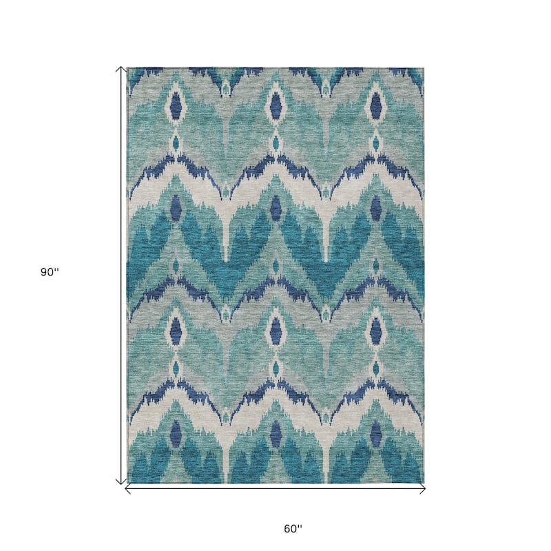 HomeRoots Ikat Transitional Rectangle Outdoor Rug