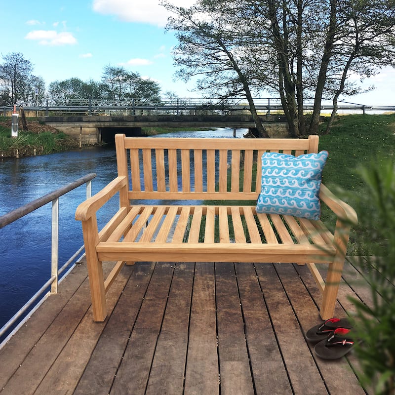 Seven Seas Teak Santiago Teak Wood Outdoor Patio Bench, 4 Foot