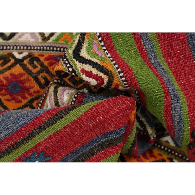 Hand Woven Oriental 100% Wool Carpet Southwestern Tribal Multi-Colored Kilim Area Rug - 7' 9'' X 5' 2''