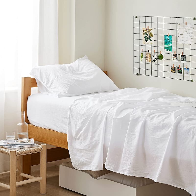 Terra é Pais - Tattered Edgings 100% Cotton Sheet Set - White - Twin XL - White