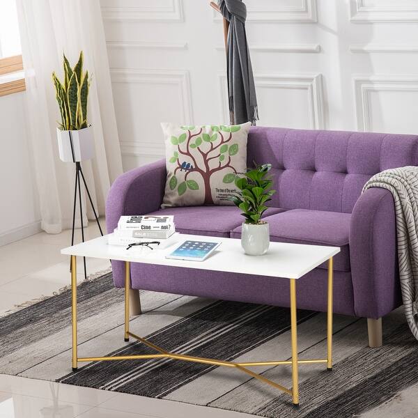 Shop Black Friday Deals On White Waterproof Square Tabletop Golden Table Legs Iron Coffee Table 8 X 10 On Sale Overstock 32118914