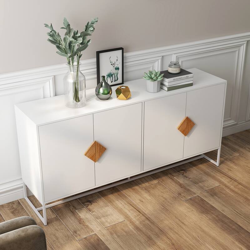 Modern Sideboard Buffet Cabinet Entrance Cabinet with 2 Storage Compartments and Square Handles, for Living Room