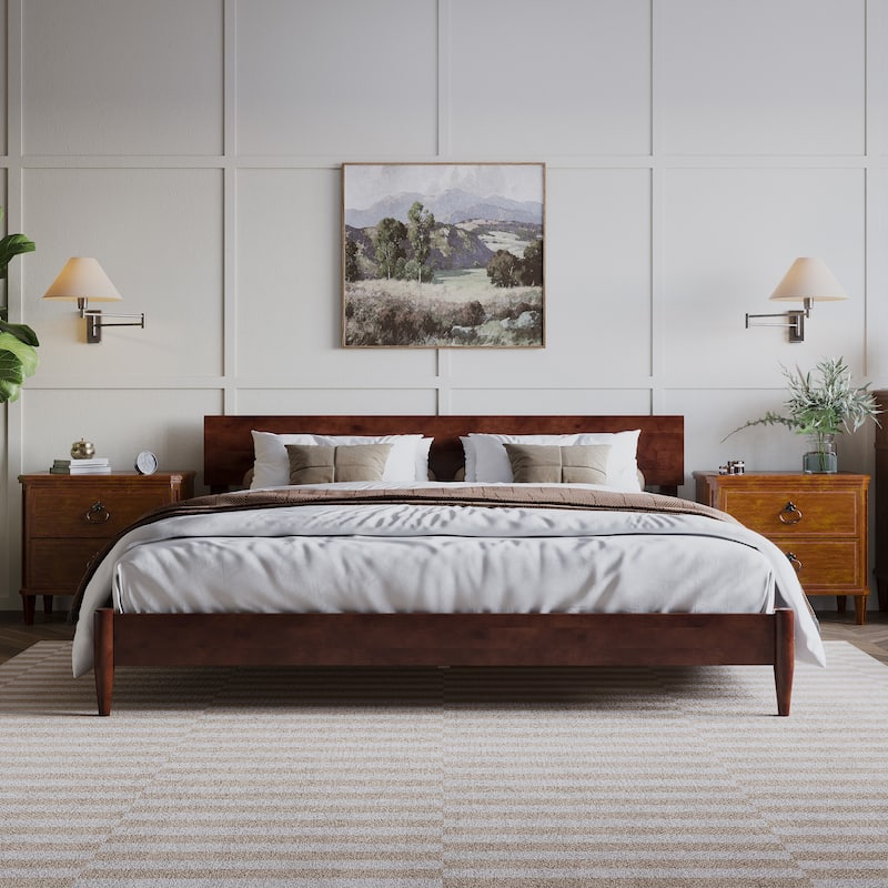 Aria Solid Wood Modern Low Profile Platform Bed