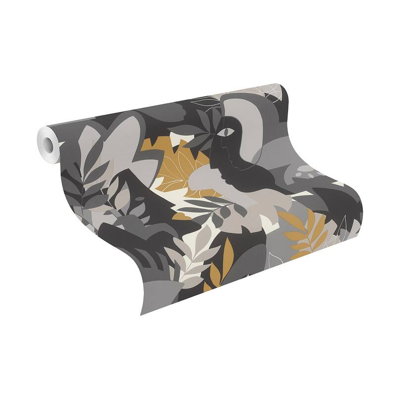 Rasch Giacometti Grey Flora & Faces Wallpaper