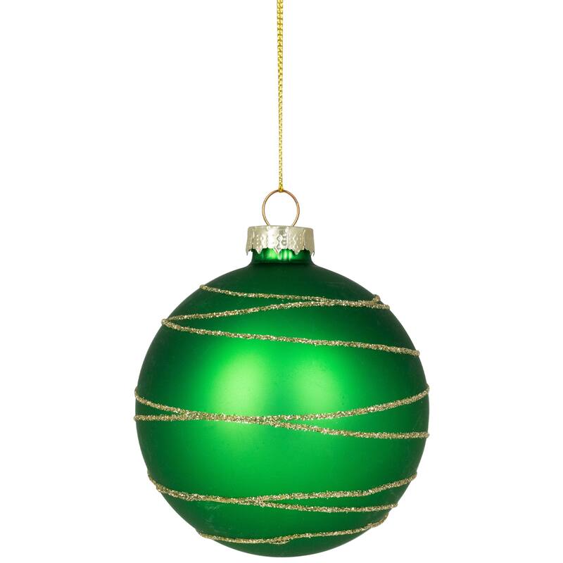 4ct Glass RedGreen Matte Christmas Ball Ornaments 3.25-Inch (80mm)