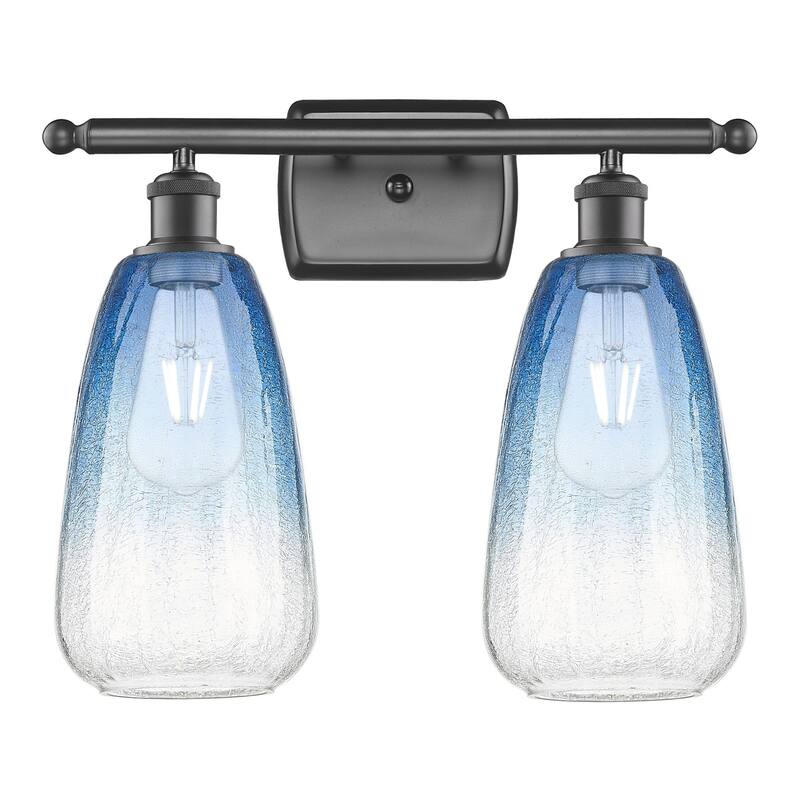 Innovations Lighting 516-2W-14-16 Brookhaven Almond Vanity Brookhaven - Oil Rubbed Bronze / Sapphire Blue