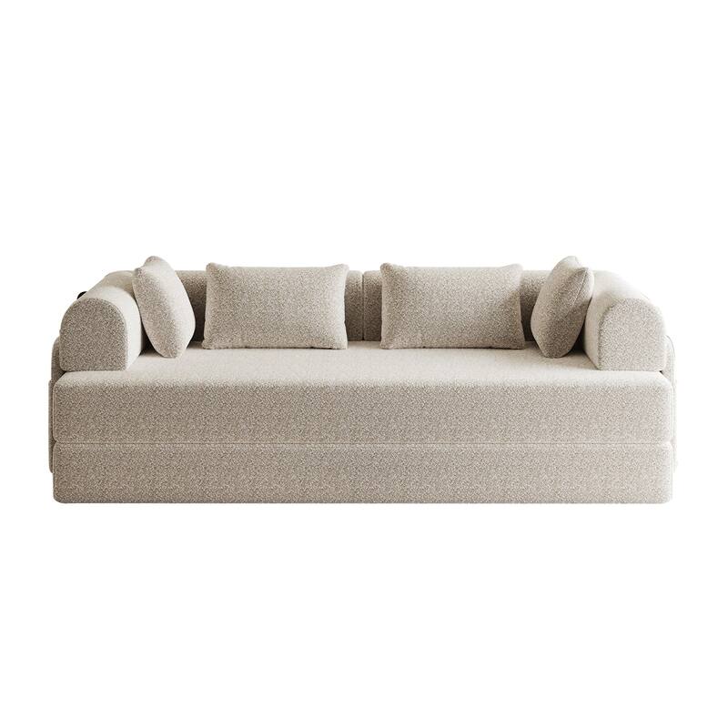 Anmytek Chenille Convertible Sleeper Sofa Bed - With Cylindrical Pillow & Side Pocket