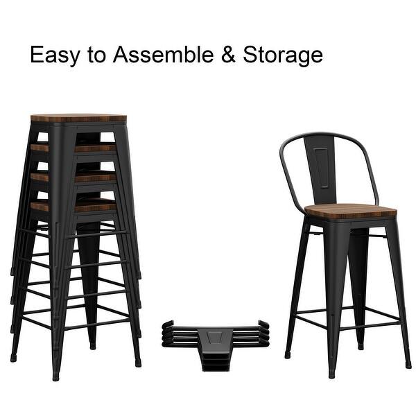Andeworld farmhouse bar stools ,counter height bar stools set of 4 - Set of 4