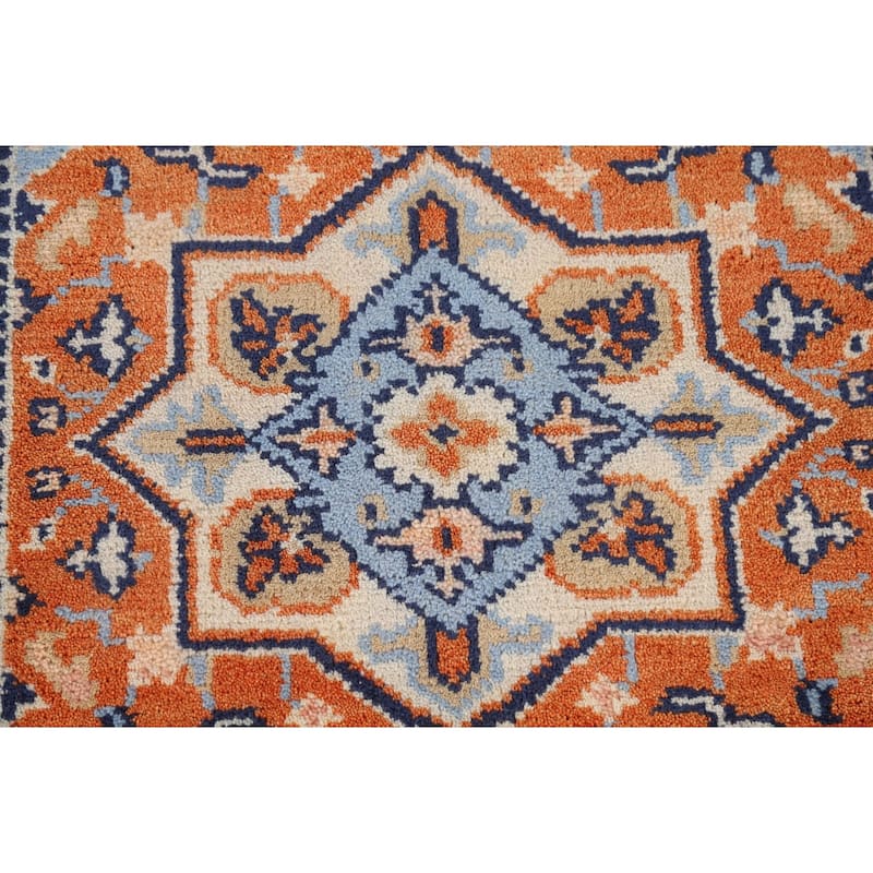 Orange & Blue Kazak Indian Foyer Rug Hand-Knotted Wool Carpet - 2'0" x 3'0"