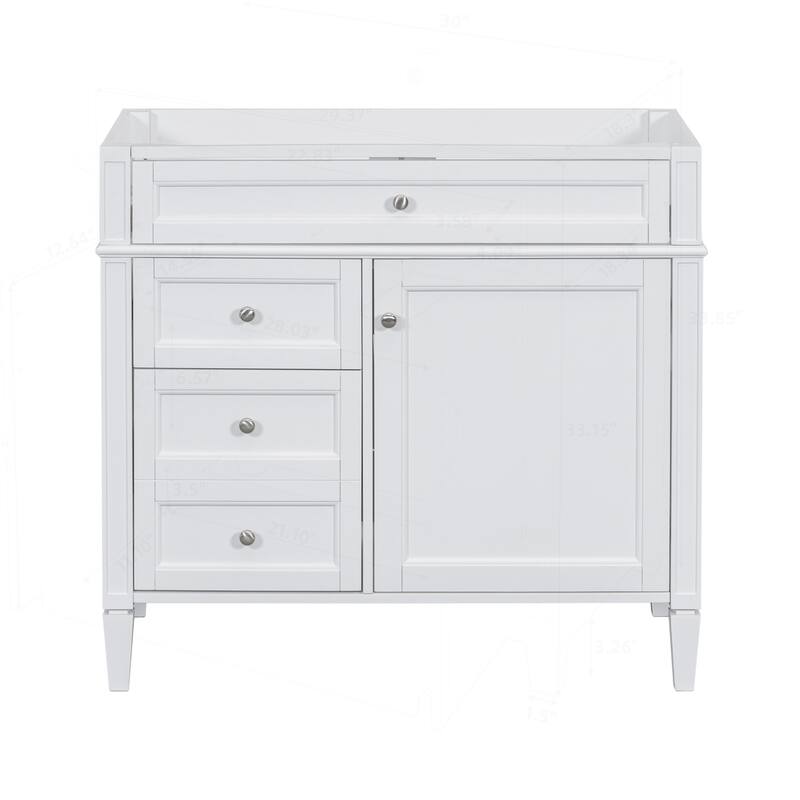 Modern Bathroom Vanity with Multiple Drawers - White