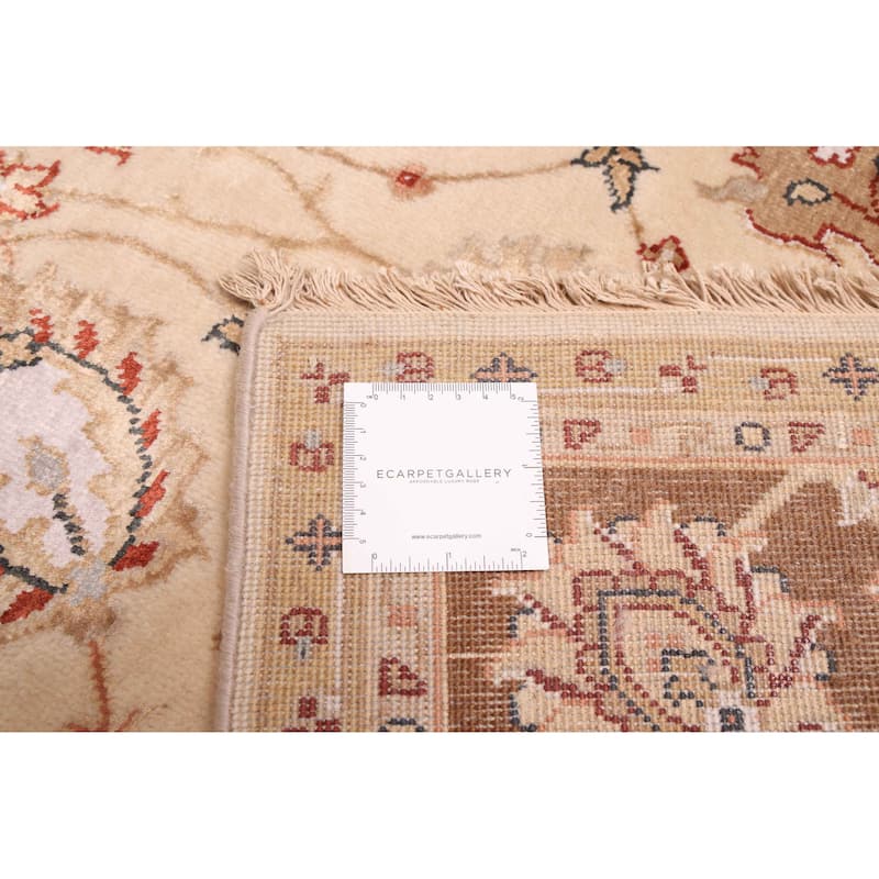 ECARPETGALLERY Hand-knotted Mirzapur Beige Silk, Wool Rug - 5'3 x 7'8