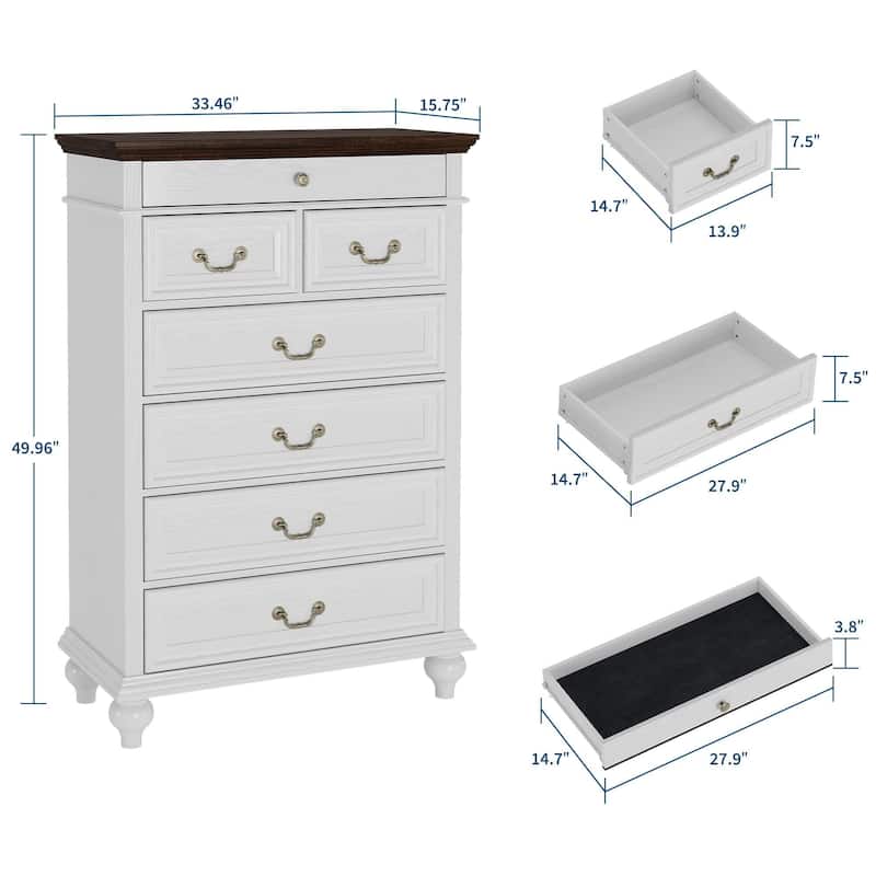7 Drawer Dressers, with 3 Different Sizes Drawers