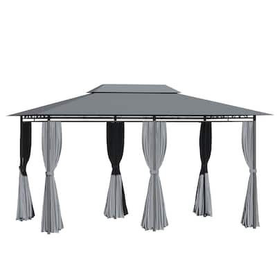 10' x 13' Outdoor Gazebo Canopy Shelter with Curtains