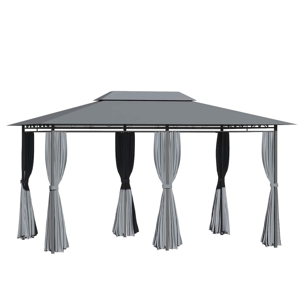 10x13 Foot Patio Gazebo with Curtains, Vented Roof, and Steel Frame for Outdoor Use