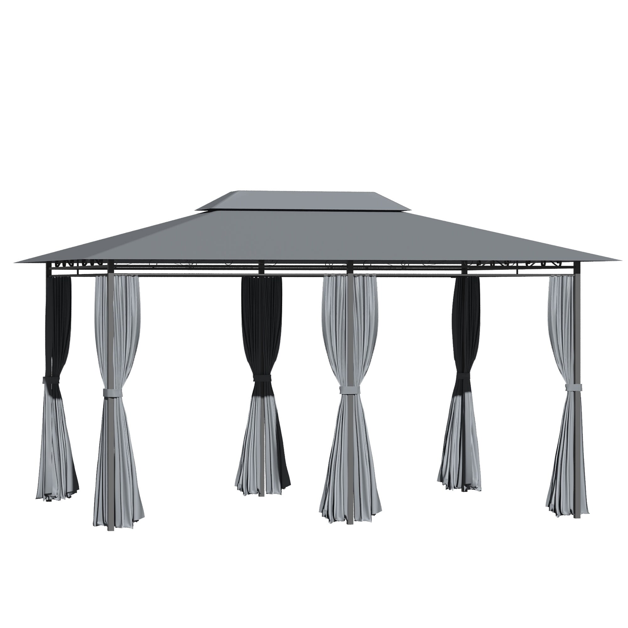 10x13 Foot Patio Gazebo with Curtains, Vented Roof, and Steel Frame for Outdoor Use